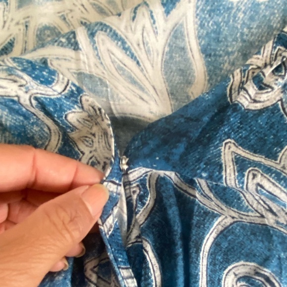 Jaase Wide Leg Jumpsuit Size XS Boho Downstring 3/4 Sleeve V-Neck Color Blue - Picture 10 of 12